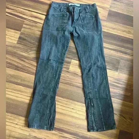 Vintage Express wider leg black washed jeans zipper both inner legs size 6 - Picture 1 of 9
